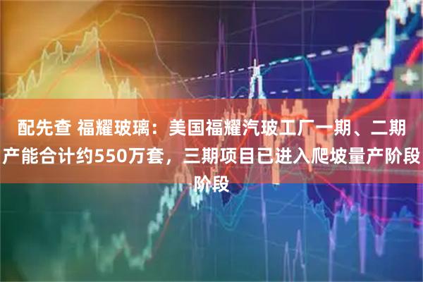 配先查 福耀玻璃：美国福耀汽玻工厂一期、二期产能合计约550万套，三期项目已进入爬坡量产阶段